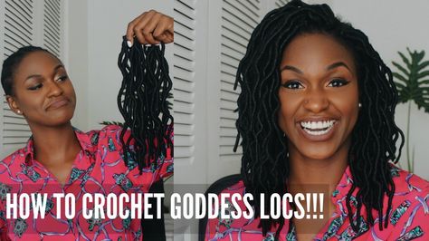 How to Crochet Goddess Locs in less than 2 hours  [Video]  Read the article here - http://www.blackhairinformation.com/video-gallery/crochet-goddess-locs-less-2-hours-video/ Goddess Locs Tutorial, Crochet Locks, Winter Braids, Crochet Goddess Locs, Ecaille Hair, Goddess Locks, Locs Tutorial, Crochet Goddess, Faux Locs Hairstyles