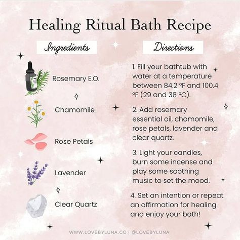 @mysticwitchofthemoon • Photos et vidéos Instagram Spiritual Cleansing Bath, Healing Bath, Bath Salts Diy, Spiritual Bath, Bath Recipes, Healing Recipes, Wiccan Magic, Healing Spells, Grimoire Book