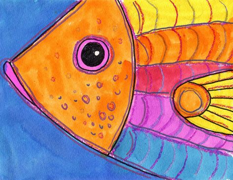 Draw a Fish Head · Art Projects for Kids Close Up Art, Drawn Fish, Fish Head, Fish Drawing, Art Projects For Kids, Thanksgiving Art, Easy Drawings For Kids, Drawing Projects, Easy Watercolor