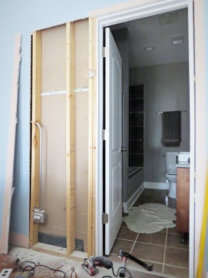 how to destroy your fears install a pocket door, diy, doors, home improvement Pocket Doors Diy, Diy Pocket Door, Pocket Doors Bathroom, Pocket Door Installation, Diy Doors, Door Diy, Swinging Doors, Pocket Door, Glass Shower Doors