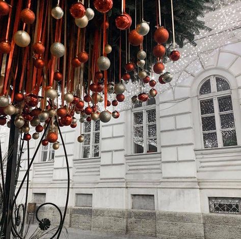 @romanian_christmas_tales: “Globes in trees....in ARAD, ROMÂNIA! #notmypicture #STOPDEFORESTATIONINROMANIA #loveromania…” Kids Church Christmas, Christmas Floral Decor, Christmas Ceiling Decorations, Royal Christmas, Christmas Tale, Gold Christmas Decorations, Christmas Tree Inspiration, Christmas Events, Office Christmas Decorations