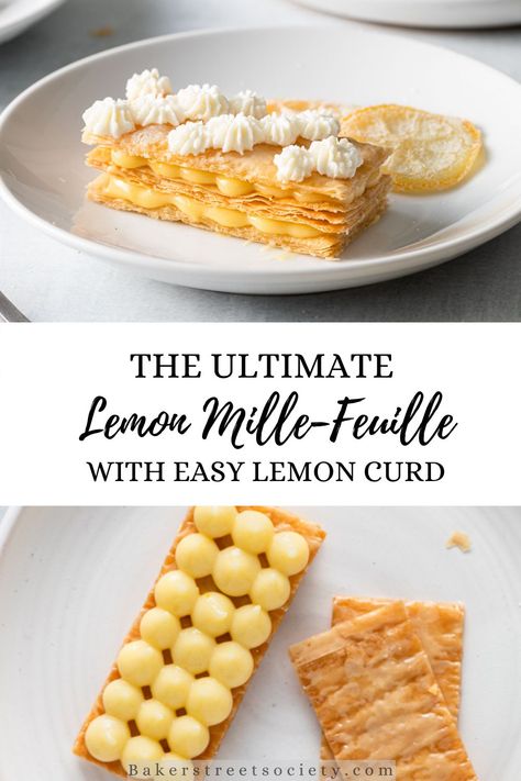 These homemade mille feuille pastries with quick and easy lemon curd are so easy to make. Lemon Mille Feuille, Lemon Curd Pastry, Mille Feuille Recipe Easy, Sweet Tartlets, Mille Feuille Recipe, Millefeuille Recipe, Philo Dough, Easy Lemon Curd, Spring Recipes Dessert