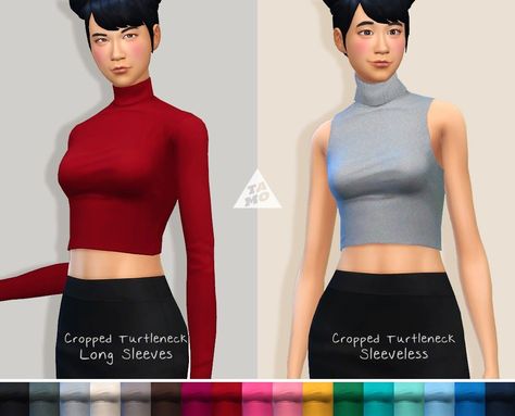 My Sims 4 Blog: Cropped Turtleneck in 17 Colors for Teen - Elder Females by Tamo Sims Fashion, Sims 4 Blog, Sleeveless Turtleneck Top, Sims 4 Mm Cc, Female Tops, Academia Style, Sims 4 Teen, Turtle Neck Crop Top, Sims 4 Mm