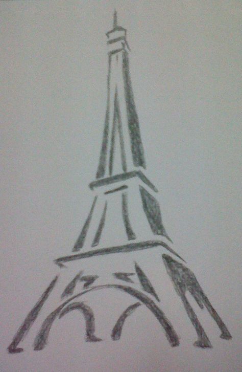 ...our trip to Paris in 2014. | Eiffel Tower Drawing by ~mido0oafellay on deviantART Drawings Ideas Beginner, Eiffel Tower Drawing, قلم حبر جاف, Easy Pencil Drawings, 심플한 그림, Easy Drawing Steps, Drawing Tutorials For Beginners, Drawing Eyes, Drawing Hair