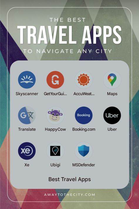 A screenshot of a selection of travel apps and a text overlay that says "the best travel apps to navigate any city" and the website of the travel blog, Away to the City, underneath the text overlay. Road Trip Apps, Essential Apps, Europe Trips, Book Flight, Best Travel Apps, Travel Life Hacks, Travel Apps, Holiday Travel Destinations, Long Flight