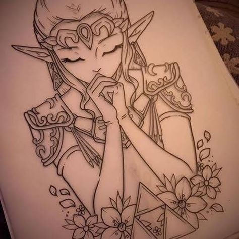 Zelda Twilight Princess Tattoo, Zelda Tattoo Design, Twilight Princess Tattoo, Triforce Art, Zelda Sleeve, Alex Tattoo, Nerd Tattoos, Zelda Drawing, Zelda Tattoo