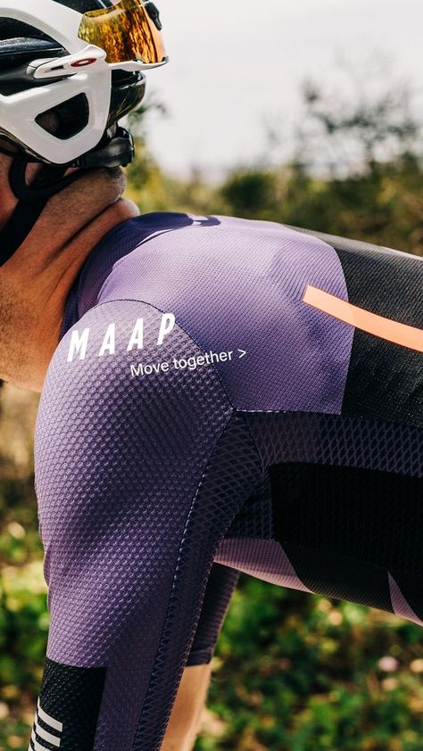 MAAP’s Evade range has always been known for its lightweight performance and bold graphics. Now, meet the whole team.

Featuring new seasonal colours and introducing the Evolve Pro Air Jersey, Base Layers, accessories and premium off-bike tees and sweats. Maap Cycling, Design Color Trends, Bike Outfits, Cycling Photography, Cycling Design, Bike Photoshoot, Cycle Chic, Cycling Wear, Bike Wear