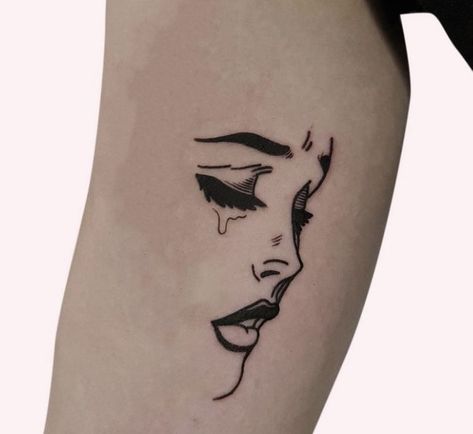 Fine Art Inspired Tattoo, Leg Patchwork, Hatch Drawing, Tattoo Ideas Males, Art Inspired Tattoos, Laugh Now Cry Later, Patchwork Tattoo, Crying Face, Forearm Sleeve