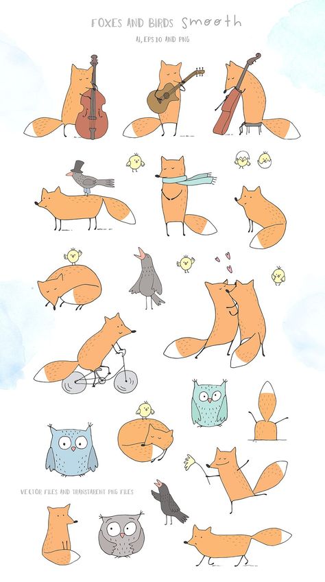 Funny Foxes, Houses Watercolor, Cute Fox Drawing, Fox Character, Loop Animation, Dibujo Simple, Watercolor Textures, Fox Drawing, Cute Vector