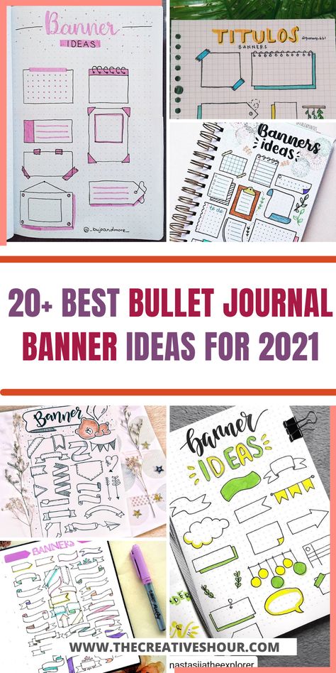 Journal Banner Ideas, Banners Bullet Journal, Banners And Frames, Bullet Journal Header Ideas, Bullet Journal Banners, Banner Doodle, Journal Banner, Bujo Pages, Love Bullet