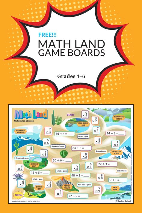 Math Land, similar to Hasbro® Candy Land ™, is a captivating fluency board game that's guaranteed to get Grades 1–6 students excited about using their math skills. Math Card Games, Free Math Games, Math Board Games, Holiday Homework, Maths Games, Math Operations, Class Decor, Math Lesson Plans, Math Questions