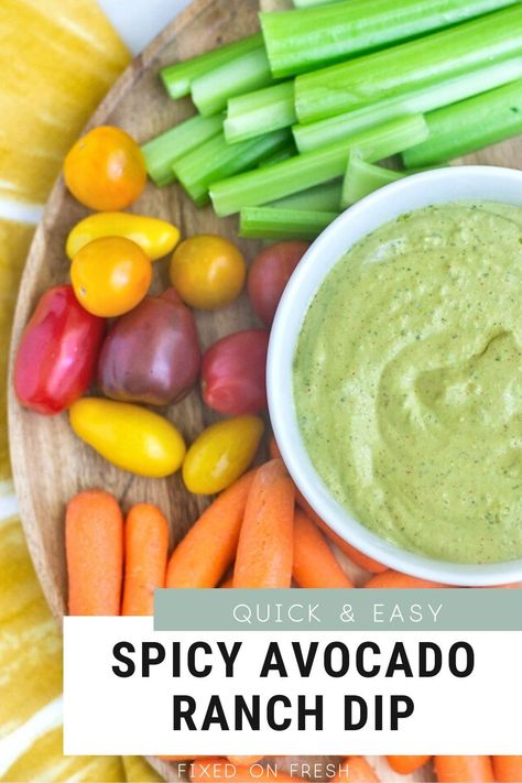 Simple avocado ranch yogurt dip is made with greek yogurt. This 5-minute recipe has only a few ingredients and is the perfect appetizer or pot luck recipe! Avocado Ranch Dip, Healthy Party Food, Avocado Ranch, 5 Minute Meals, Healthy Appetizer Recipes, Fresh Recipes, Dip Recipes Easy, Yogurt Dip, Ranch Dip