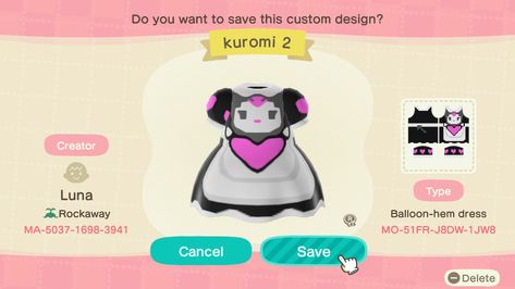 Kuromi Animal Crossing Design, Kuromi Animal Crossing, Animal Crossing Design, Animal Crossing, Comics, Animals, Design