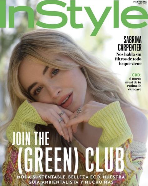 2021 Sabrina Carpenter featured on the April cover of InStyle México. Photography by Kat Irlin, Fashion Editor Paulina Zas, Hairstyle by Scott King, and Make-up by Allan Avendaño. Sabrina Carpenter Magazine, Instyle Magazine, Fashion Editor, American Singers, Sabrina Carpenter, Nickelodeon, Magazine Cover, Make Up, Actresses