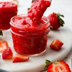 Homemade Strawberry Sauce - The Recipe Critic Chia Seed Jam Recipe, Strawberry Chia Jam, Healthier Treats, Homemade Strawberry Sauce, Fruit Sauce, The Recipe Critic, Chia Jam, Recipe Critic, Jam And Jelly