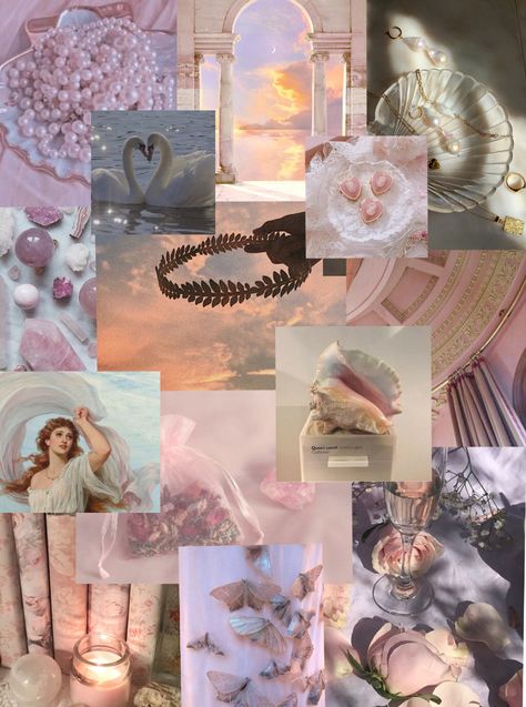 Aphrodite Core, Lady Aphrodite, Pjo Cabins, Aphrodite Cabin, Mood Board Aesthetic, Lavender Bedroom, Cabin 10, Freya Goddess, Character Vibes