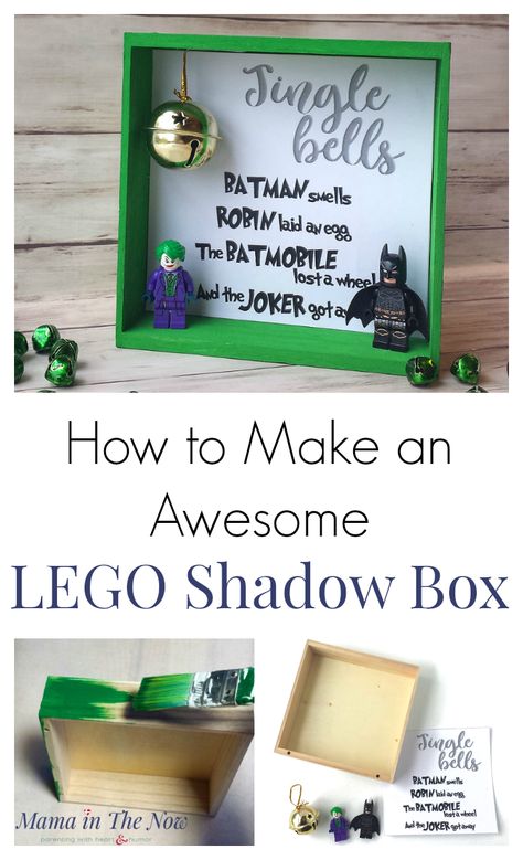 Get the printable for this LEGO shadow box. It is a fun activity for a LEGO birthday party! LEGO Batman decoration for a kid's room. Create your own LEGO shadow box with these creative LEGO craft ideas! #LEGOBatman #LEGOCraft #CraftsforKids #LEGOParty #LEGOBirthdayParty #mamainthenow Diy Lego Gift Ideas, Cricut Lego Projects, Lego Shadow Box Ideas, Lego Craft Ideas, Batman Decor, Lego Bedroom, Lego Decorations, Lego Gifts, Happy Child