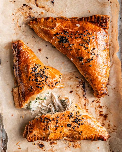 Chicken Pasties, Bbq Prawns, Pasty Recipe, Smashed Sweet Potatoes, Easy Dipping Sauce, Chicken And Cheese, Pies Recipes, Grilled Prawns, Sweet Potato Slices