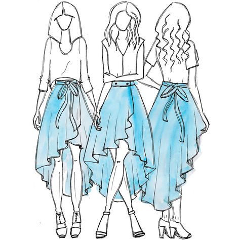 Hankerchief Skirt Pattern, Cascade Skirt, Wrap Skirt Pattern, Skirt Sewing Pattern, Skirt Sewing, Trendy Sewing, Boho Skirt, Sewing Projects For Kids, Skirt Patterns Sewing