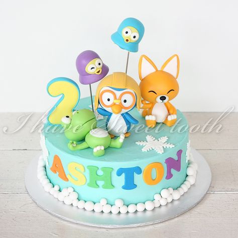 Pororo Cake Design, 3rd Birthday Cakes For Boys, Pororo Cake, Music Cake, Friends Cake, 3rd Birthday Cakes, Butter Icing, Birthday Hampers, Simply Irresistible