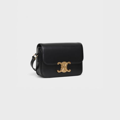 Teen Triomphe Bag in shiny calfskin - Black | CELINE Tas Celine, Triomphe Bag, Celine Purse, Italian Chic, Purse Brands, Celine Bags, Celine Bag, Day Bag, Medium Bags