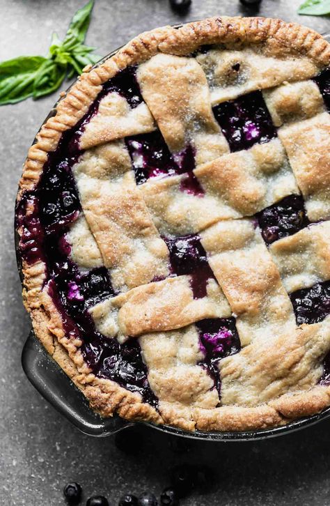 Easy Blueberry Pie with Basil and Goat Cheese - Cooking for Keeps Goat Cheese Pie, Basil Goat Cheese, Easy Blueberry Pie, Blueberry Goat Cheese, Blueberry Basil, Cheese Ideas, Cheese Pie Recipe, Savory Dessert, Summer Pie