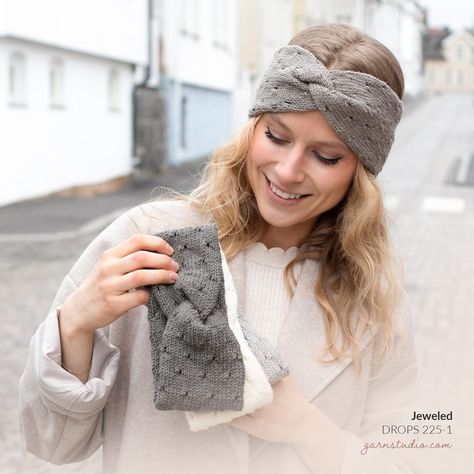 Headband Knitting Patterns Free, Drops Design Knitting Free, Garnstudio Drops Design, Earwarmer Knitting Patterns, Knitted Headband Free Pattern, Headband Knitted, Gray Headband, Knit Headband Pattern, Knitted Headband