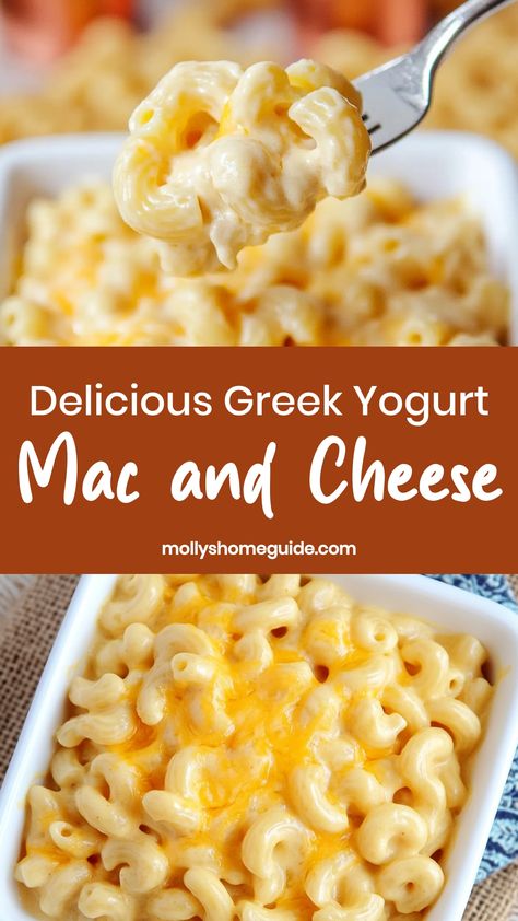 Indulge in a creamy and flavorful twist on a classic comfort food with this Greek yogurt mac and cheese recipe. The addition of Greek yogurt not only amps up the creaminess but also adds a subtle tanginess to the dish. This healthier version of mac and cheese is sure to become a family favorite. The simple swap of Greek yogurt for traditional ingredients makes this dish both delicious and nutritious. Dinner With Yogurt, Dinner Ideas With Greek Yogurt, Plain Nonfat Greek Yogurt Recipes, Plain Greek Yogurt Recipes Dinners, Recipes That Use Greek Yogurt, Protein Yogurt Recipes, Yogurt Recipes Dinner, Greek Yogurt Mac And Cheese, Yogurt Mac And Cheese