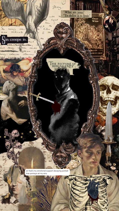 #doriangray #oscarwilde #thepictureofdoriangray #vintage #literature #gothicaesthetic #gothic #books Gothic Literature Aesthetic Wallpaper, Gothic Books Aesthetic, Gothic Literature Aesthetic, Gothic Mood Board, Gothic Scrapbook, Literature Wallpaper, Gothic Collage, Gothic Inspiration, Vintage Literature