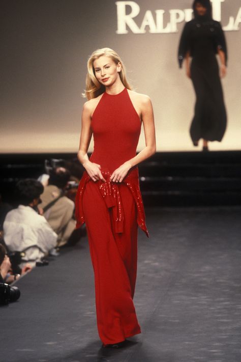 Ralph Lauren Runway, Niki Taylor, Ralph Lauren Fall, 90s Runway Fashion, Runway Fashion Couture, Original Supermodels, 90s Fashion Outfits, Ralph Lauren Dress, Runway Models