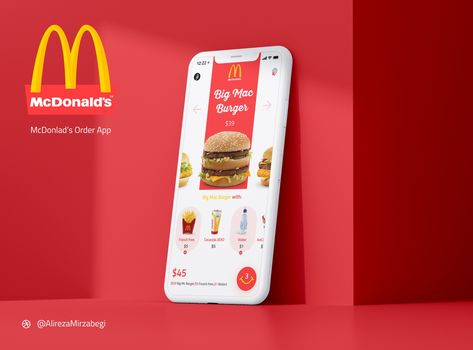 McDonald's Order App by Alireza Mirzabegi Mcdonalds Social Media, Mcdonald's App, Food Ordering App, Ux Inspiration, Photo Elements, Food Advertising, Poster Ads, Social Media Design Inspiration, Lunch Menu