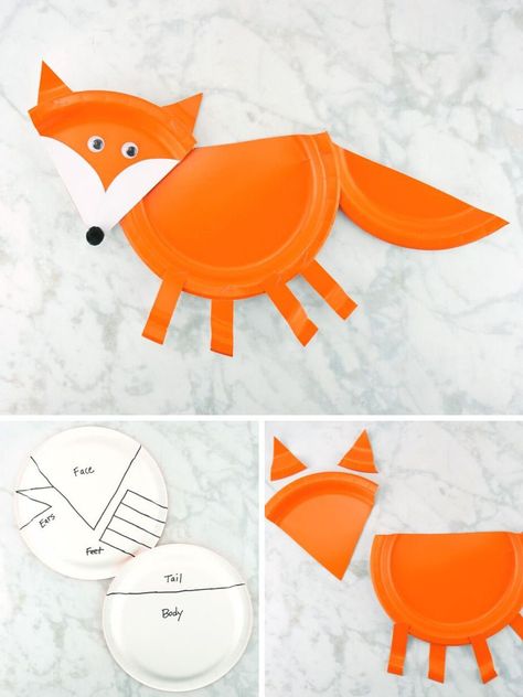 Fox Craft Preschool, Plate Animal Crafts, Fox Craft, Paper Plate Art, Paper Plate Animals, Diy Crafts For School, Dr Seuss Crafts, Seuss Crafts, Paper Plate Crafts For Kids