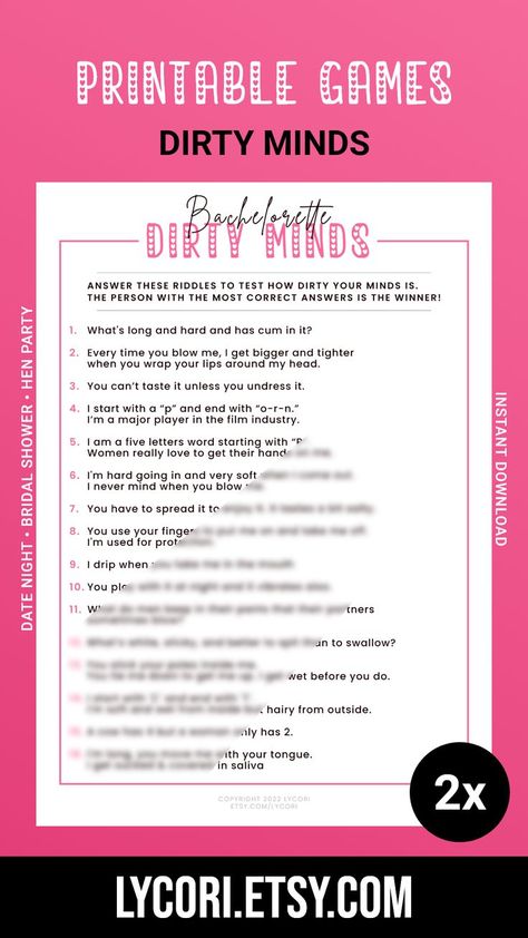 Dirty Minds | Valentine's Day | Printable Game for Adults | Ladies Night Games Questions To Ask Girlfriend, Questions For Girls, Dirty Questions, Ladies Night Games, Valentine Activity, Lady Games, Night Games, Game For Adults, Truth And Dare