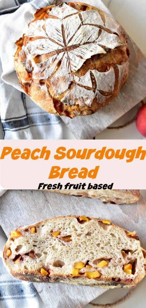 Delicious Peach Spelt Sourdough bread made with fresh peaches and touch of cinnamon.  #sourdough #bread #peach #Sourdoughbread Cinnamon Sourdough Bread, Cinnamon Sourdough, Spelt Sourdough Bread, Spelt Sourdough, Easy Keto Bread Recipe, Breads Recipes, Peach Bread, Keto Bread Recipe, Best Homemade Bread Recipe