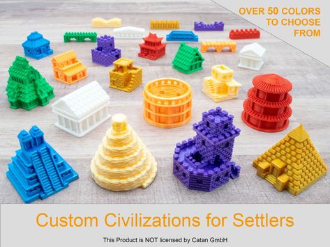 Unofficial Custom Pieces for Catan Board Game | Etsy Rome Empire, Greek Empire, Portuguese Empire, Catan Board Game, Catan Board, Aztec Empire, Board Game Pieces, 25th Birthday Gifts, 25th Birthday