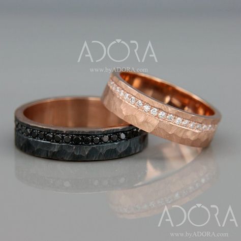 Rose Gold Wedding Ring Sets, His And Her Wedding Rings, Black Diamond Wedding Bands, His And Hers Rings, 14k Rose Gold Wedding Ring, Peridot Engagement Rings, Rose Gold Wedding Ring, Gold Diamond Wedding Band, Wedding Rings Rose Gold