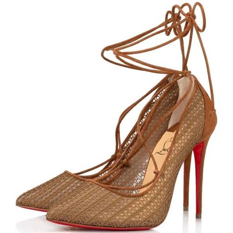 Another Appealing Shoe Design By Christian Louboutin, Peropik 100, Will Be A Joy To Flaunt! The Pumps Have Been Created From Mesh For Structure Then Trimmed With Suede. It Has A Well-Cut Topline And Pointed Toes. The Pumps Are Complete With Slim Heels And The Iconic Red-Tinted Soles. Coming With Comfortable Insoles And Sleek Heels, Style Them With Your Favorite Outfits. Heel Height 4 Inches Condition: Good Preowned For Exposure: Chanel, Gucci, Moschino, Ulla Johnson, Veronica Beard, Prada, Versa Tie Heels, Black Stiletto Heels, Tie Sandals, Pumps Heels Stilettos, Design Innovation, Red Bottoms, Fabulous Shoes, Suede Lace, Louboutin Shoes