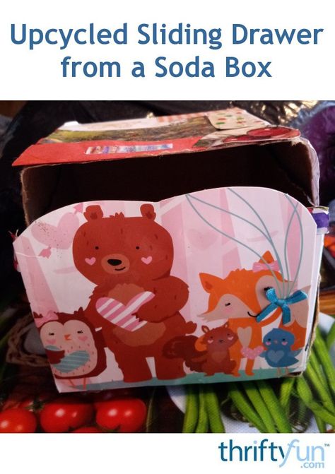 This craft uses a 12 pack soda box and turns it into a decorated drawer. I loved doing this so much. Soda Box Crafts, Box Upcycle, Drawer Slides, Glue Crafts, Clever Design, Permanent Marker, Craft Projects, Lunch Box, Drawers