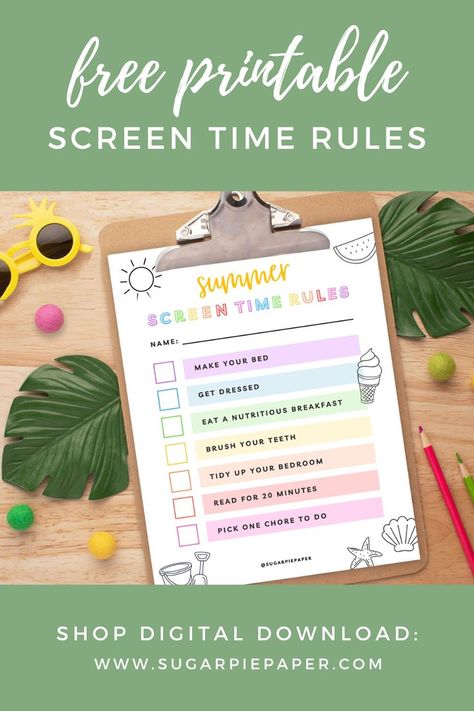 Looking for free summer printables for kids & screen time rules free printables? Download this rules for screen time free printable here & check out our collection of fun summer printables & summer rules printables for kids here! Summer Screen Time Rules, Screen Time Rules Printable, Summer Schedule Printable, Kids Summer Schedule, Morning Routine Printable, Free Teacher Printables, Summer Learning Activities, Summer Rules, Screen Time Rules