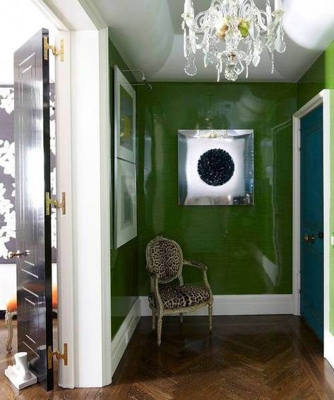 Lacquered Walls | The Berkshire House Lacquered Walls, High Gloss Paint, Entry Ways, Entry Hallway, Gloss Paint, Green Walls, Green Room, Green Rooms, Green With Envy