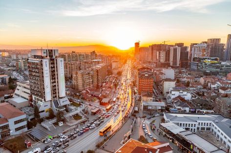 Aerial street view in downtown Pristina, the capital of Kosovo stock images Pristina Kosovo, Landlocked Country, Vector Food, The Cathedral, Mother Teresa, The Capital, The Republic, Dream Destinations, Photo Image