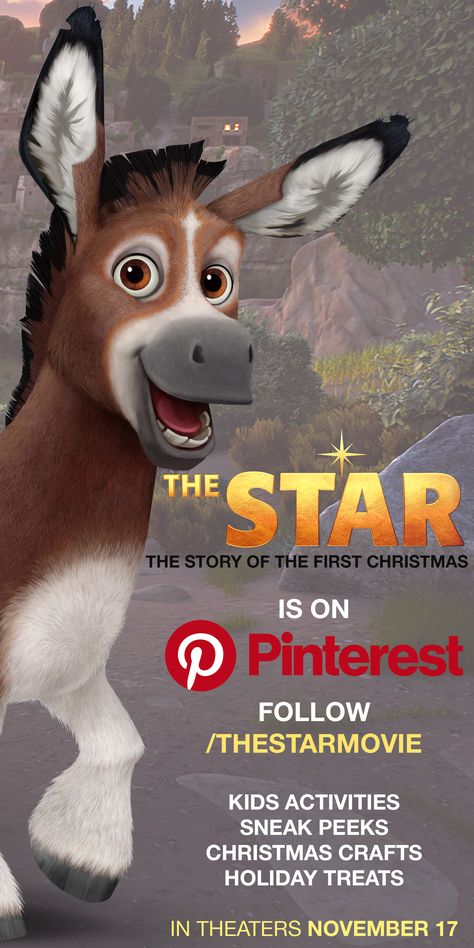 Follow The Star on Pinterest to get updates about the November 17 release of this heartwarming tale of the very first Christmas. Discover movie sneak peeks, kids’ Christmas activities, coloring sheets, nativity-themed projects, holiday baking, homemade Christmas ornaments, and much more holiday fun! | Follow along at pinterest.com/thestarmovie! | #TheStarMovie #Christmas #movienight #familymovie #kidsmovie The Star Christmas Movie Activities, The Star Movie Christmas Party, The Star Movie, Christmas Plays For Kids, Messy Christmas, Cabin Holiday, Kids Christmas Activities, Christmas Parade Floats, Homemade Christmas Ornaments