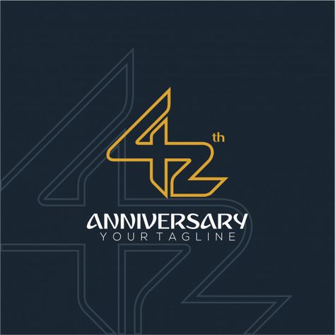 Modern and luxury number for the 42nd anniversary Premium Vector 20 Logo Design Number, Faces Profile, 42nd Anniversary, Engineering Design Process, Adobe Illustrator Graphic Design, Logo Number, Anniversary Logo, Number Design, Logo Art