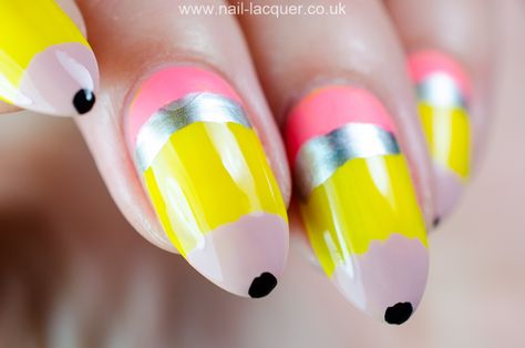 Pencil Nail Art, Pencil Tutorial, Pencil Nails, Art Pencil, Nail Paint, Nail Art Tutorial, Going Back To School, Nail Art Tools, Art Tutorial