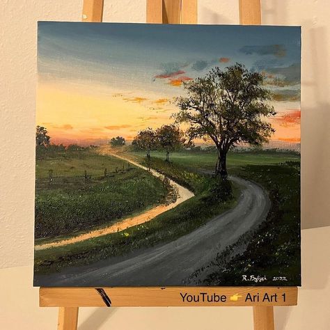 Art Sharing Page on Instagram: “Artist 👩‍🎨 @ari_art_1channel Painting Brilliant Sunset My Youtube Channel👉Ari Art 1 🔴Full Video on my YouTube Channel Thank you!…” Highway Painting, Sunset Painting Easy, Road Painting, Instagram Painting, Landscape Paintings Acrylic, Landscape Art Painting, Sunset Painting, Aesthetic Painting, Drawing Lessons