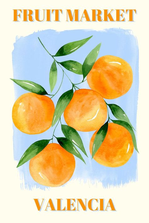 Watercolor Art Orange Fruit, Watercolor Painting Illustration, Oranges Watercolor Paintings, Watercolor Orange Fruit, Gouache Painting Fruit, Orange Watercolor Painting, Mandarin Painting, Oranges Artwork, Tangerine Painting