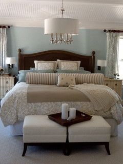 Cape Cod Retreat Home--The color in this room is Benjamin Moore - Harbor Haze 2136-60 Harbor Haze, Beach Style Bedroom, Wood Bedroom Furniture, Bedroom Black, Bedroom Paint, Master Bedrooms Decor, Rustic Bedroom, Remodel Bedroom, Main Bedroom