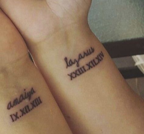 this tattoo with my parents names and birth dates would be cool! Kids Birthdates Tattoo Ideas, Mother And Child Tattoo, Baby Tattoo For Dads, Tattoo Designs With Names, My Name Tattoo, Tattoo Fixers, Child Tattoo, Name Tattoos For Moms, Baby Name Tattoos