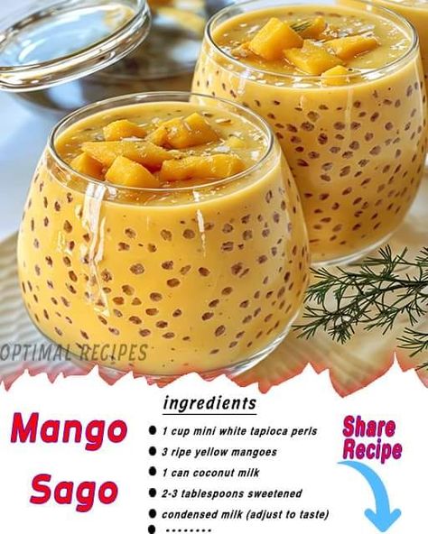 Mauritian Cuisine🇲🇺 | The Mango Sago dessert | Facebook Mango Sago Dessert, Sago Dessert, Optimal Recipes, Mango Sago, Pinoy Dessert, Healthy Diet Smoothies, Recipe Mango, Mango Tango, Tapioca Pearls