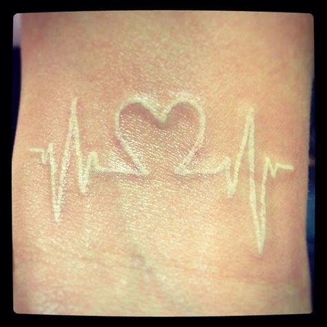 Pin for Later: 23 Heartbeat Tattoos That'll Leave You Breathless Invisible Lines Nurse Tattoo, Heartbeat Tattoo, Tattoo Templates, Sister Tattoos, Dream Tattoos, White Tattoo, Trendy Tattoos, Line Tattoos, Couple Tattoos